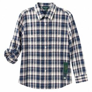 NWT$ LRL Ralph Lauren Jeans Tartan Plaid Button Front Top Sz 1X Granola Girl